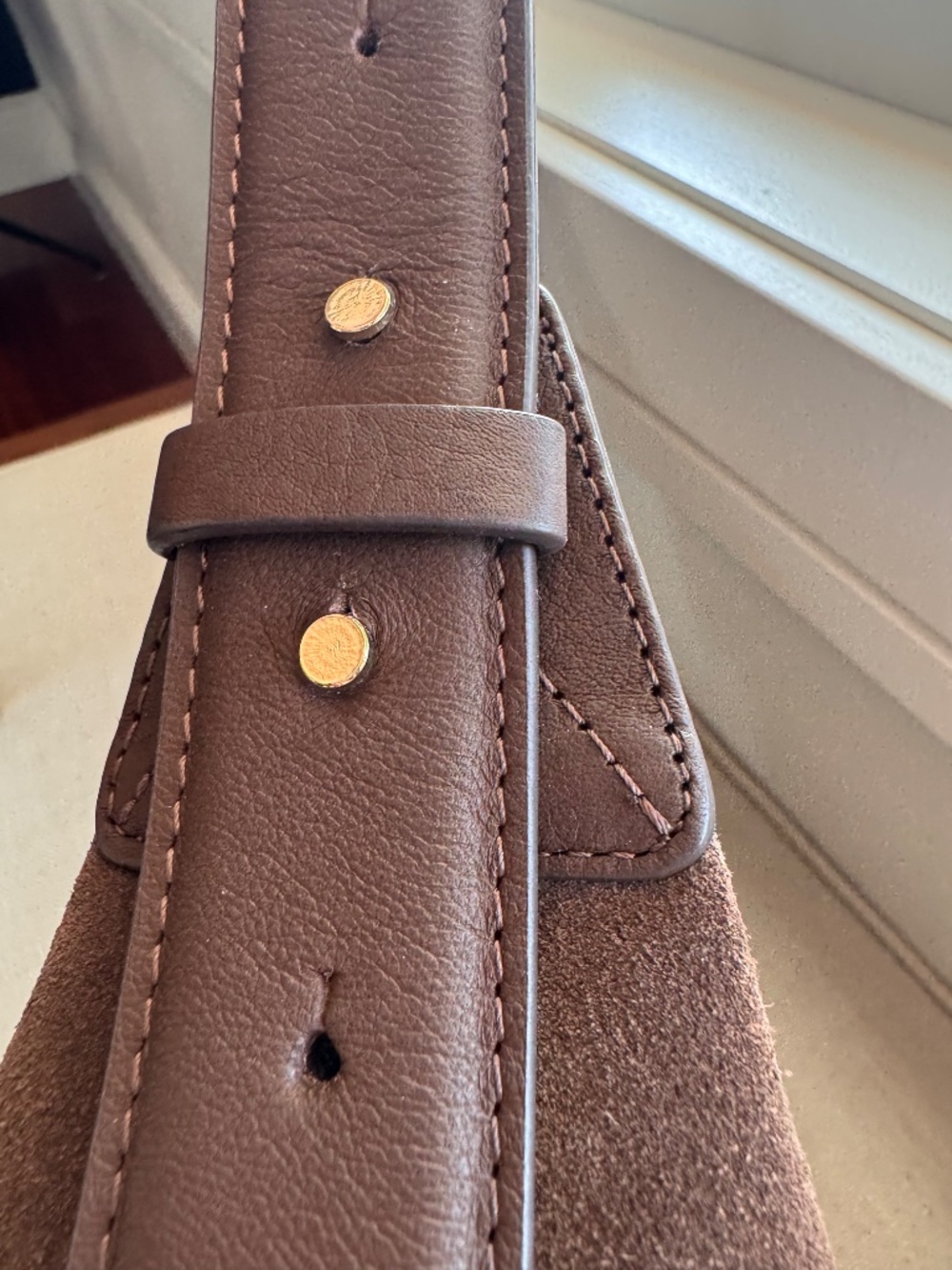 ARKET Curved Suede Shoulder Bag | Chocolate Brown | Like New - Picture 10 of 15